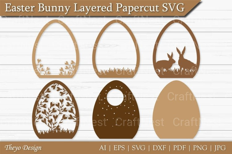 Easter Bunny Layered Papercut SVG Bundle