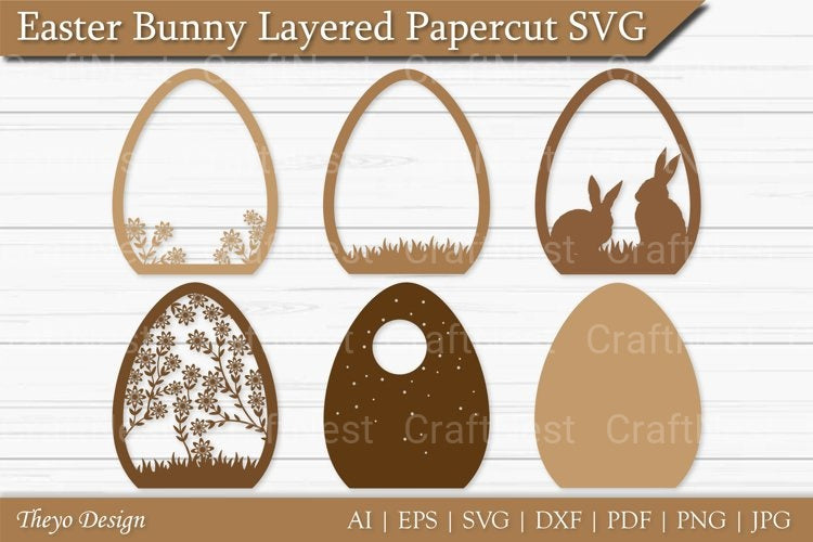 Easter Bunny Layered Papercut SVG Bundle