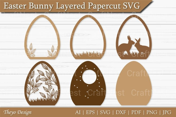 Easter Bunny Layered Papercut SVG Bundle