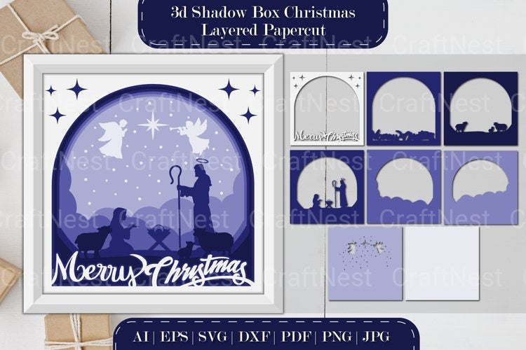 Shadow Nativity Scene Layered Papercut D SVG