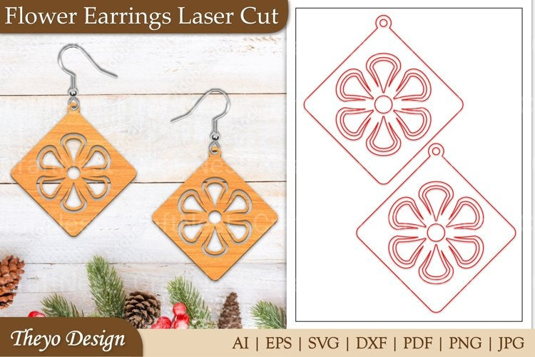Earrings Lasercut Flower SVG Bundle