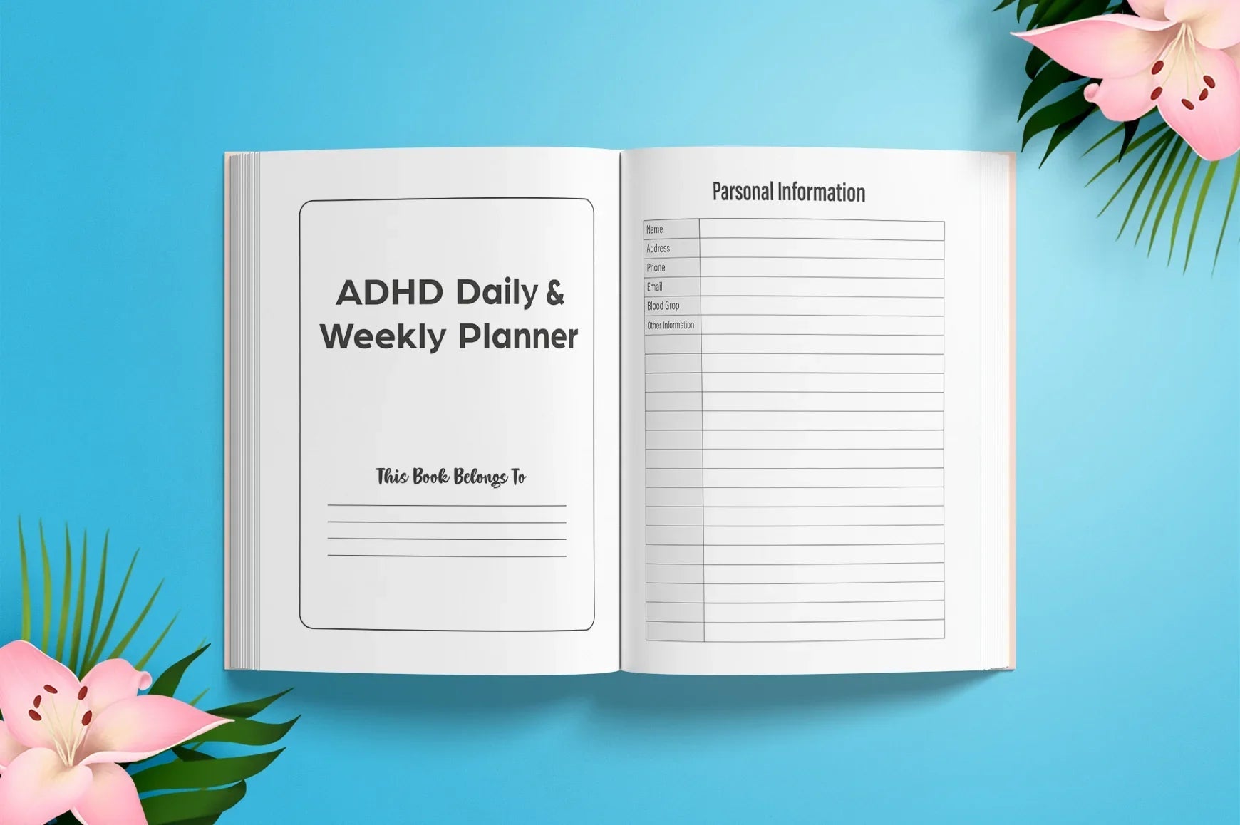 ADHD Daily Weekly Planner planner pages and worksheet preview