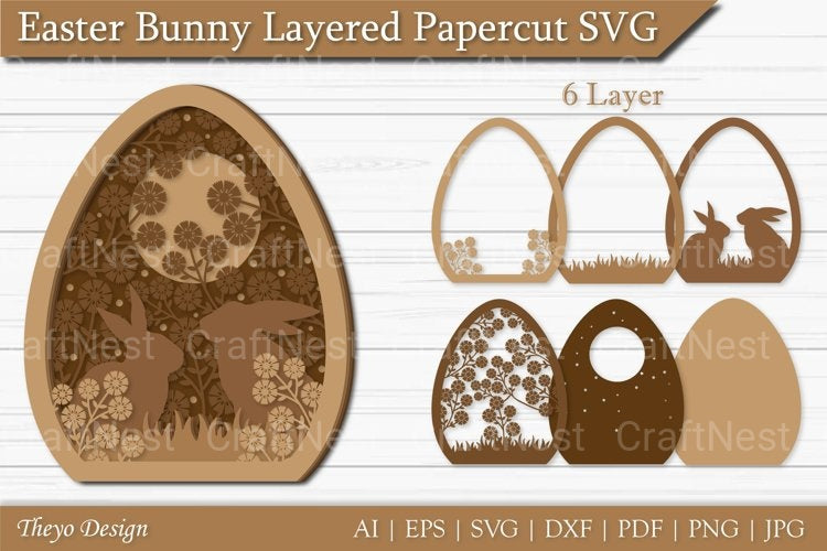 Easter Bunny Layered Papercut SVG