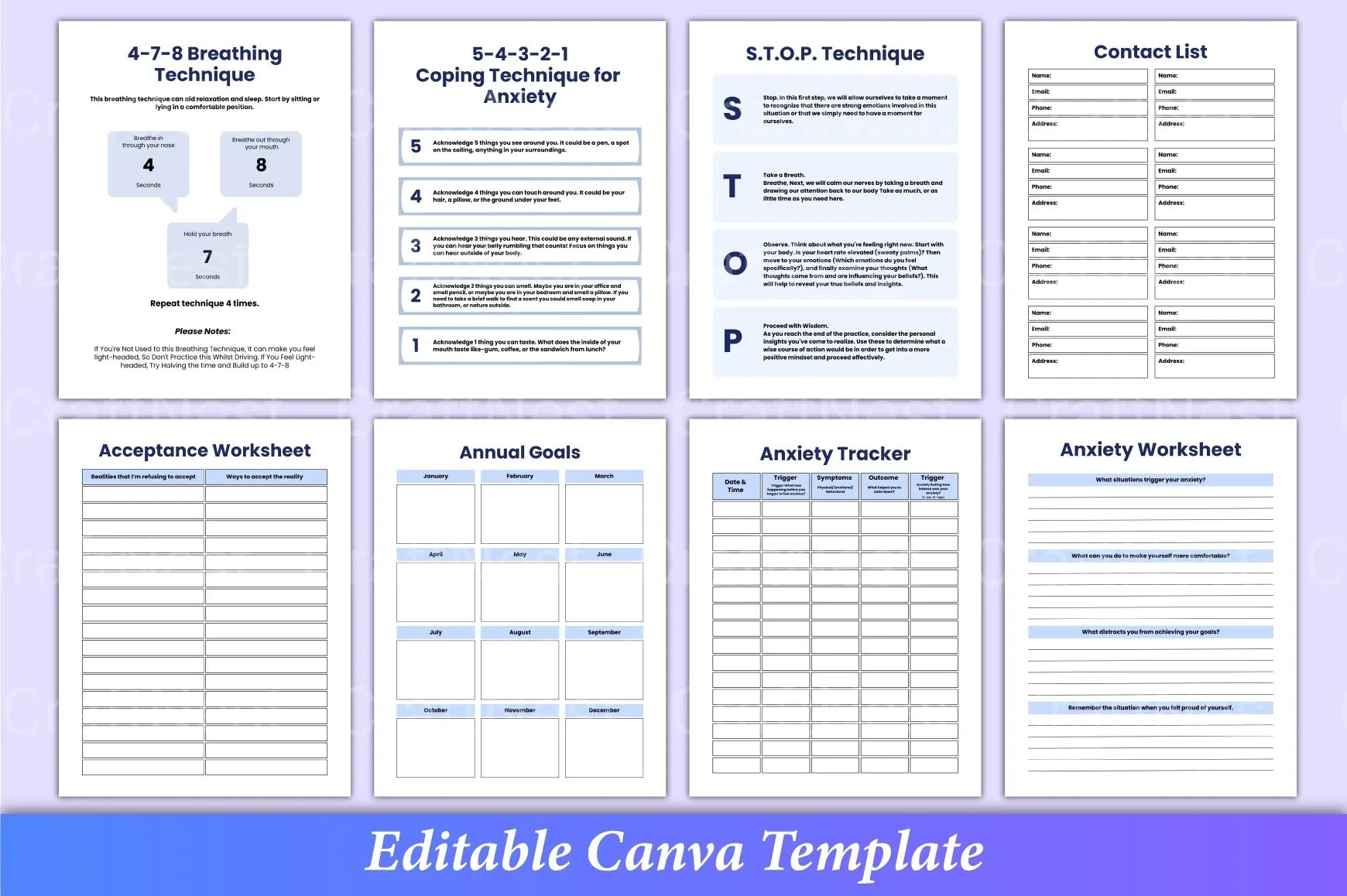 ADHD mental health planner with printable reflection pages and emotional wellness worksheets