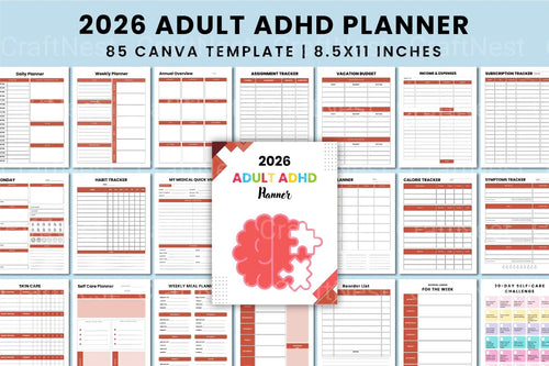 ADHD Printable Planner cover preview for adult organization workbook