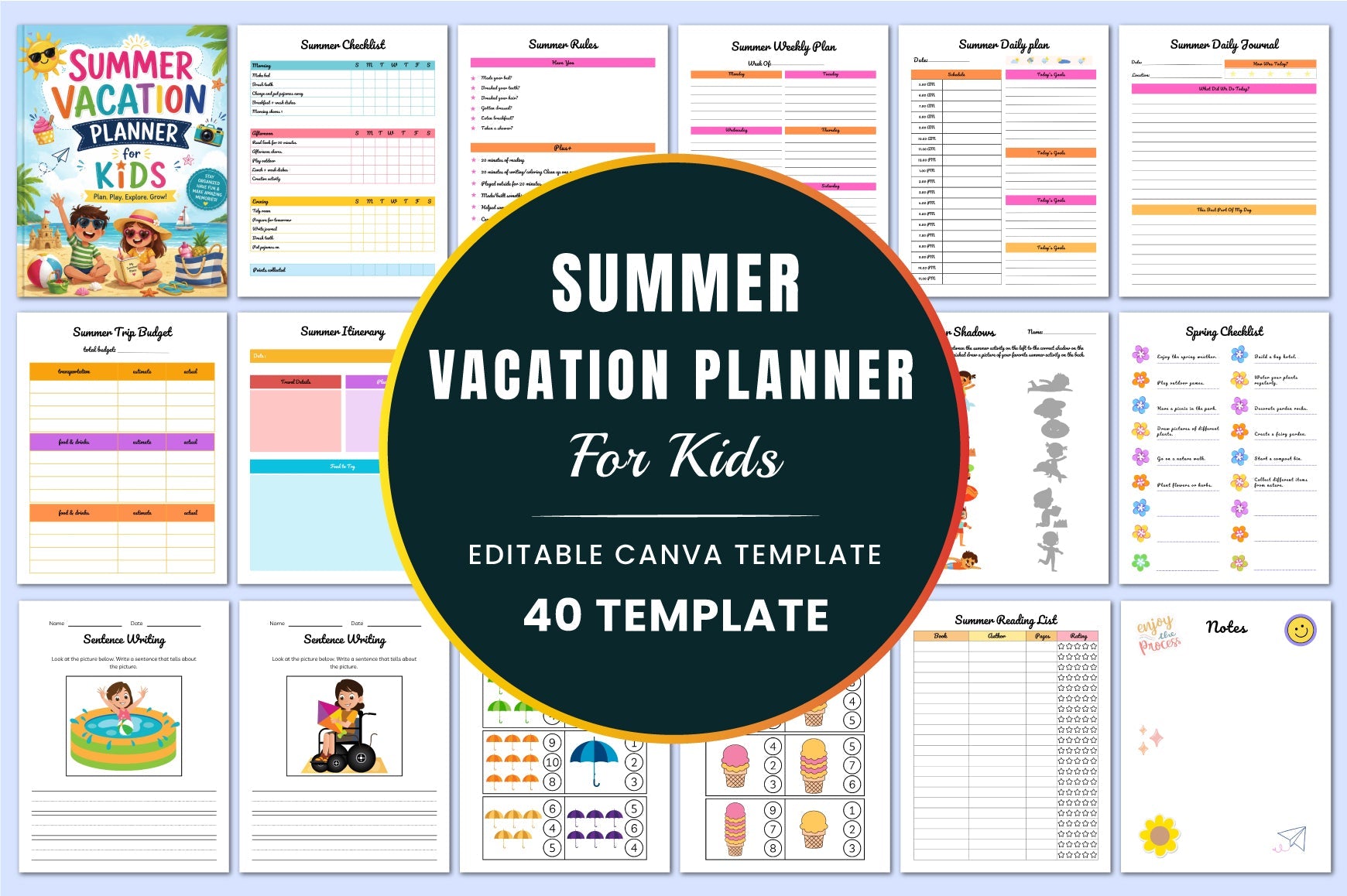 Summer Vacation For Kids Planner