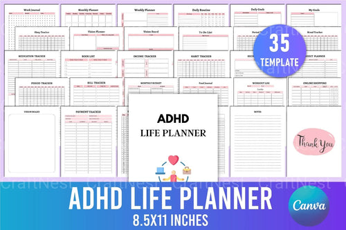 ADHD Printable Planner life planner cover for daily organization