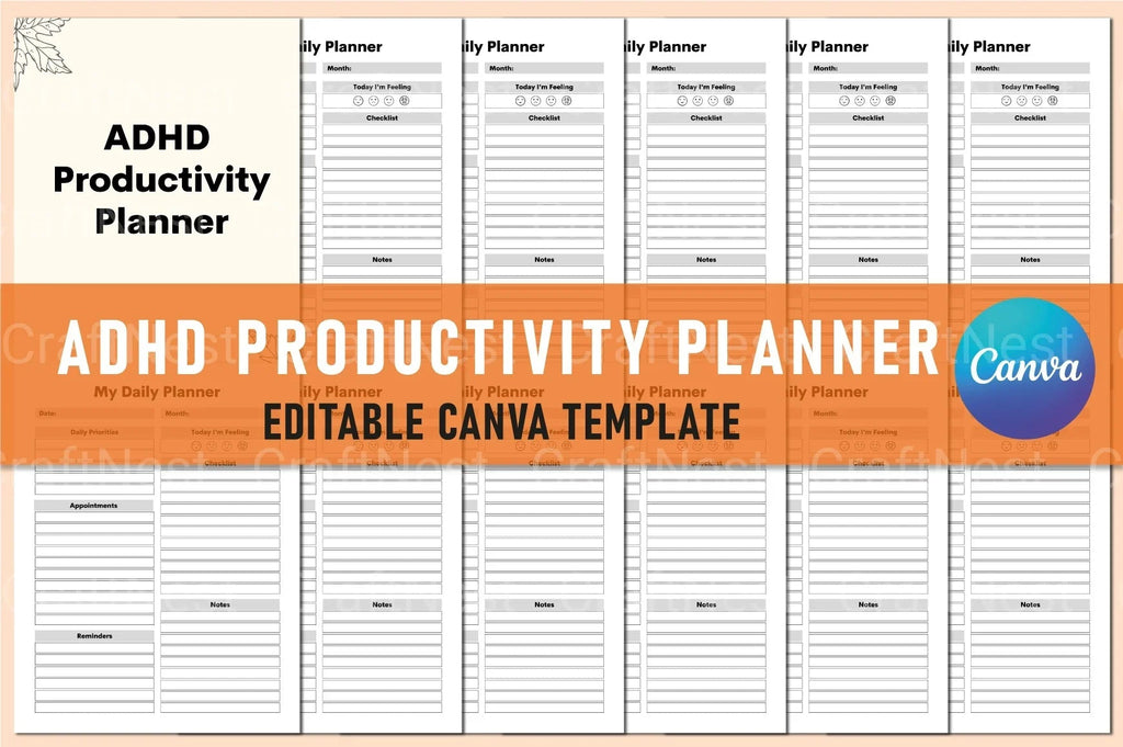 ADHD Productivity Planner cover with printable productivity planner