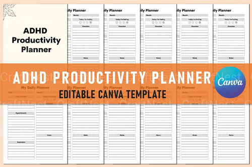 ADHD Productivity Planner cover with printable productivity planner