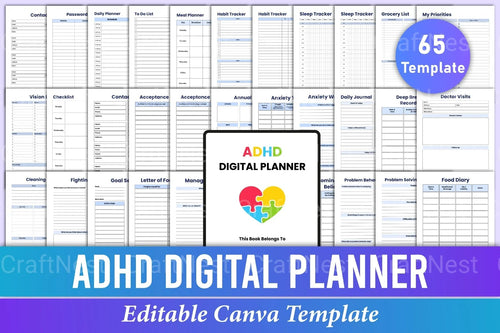 ADHD Planner for Effective Organization printable planner cover with daily planning pages
