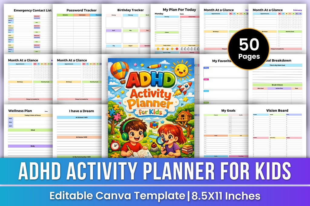 Adhd Activity For Kids Planner