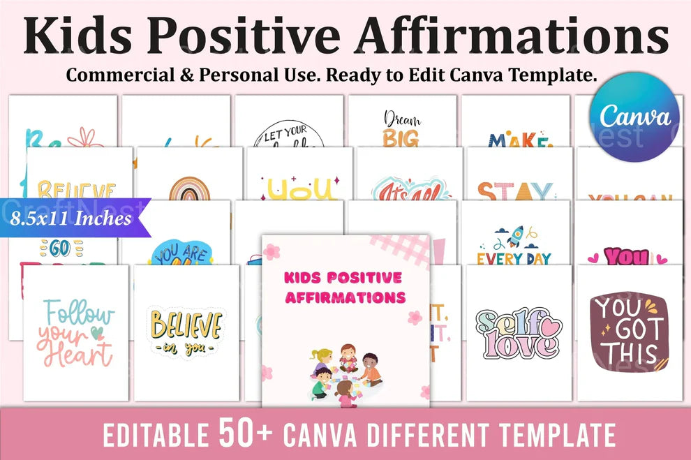 Kids Positive Affirmations Canva Template