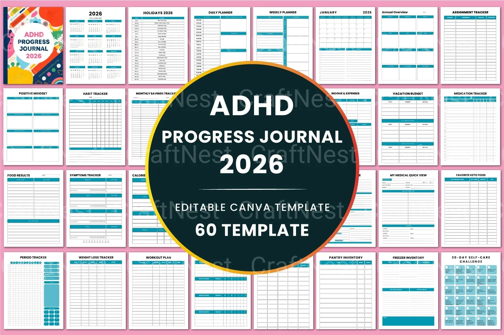 ADHD Progress Tracker cover with printable tracker pages