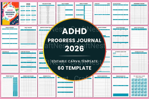 ADHD Progress Tracker cover with printable tracker pages