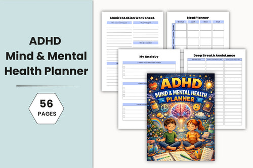 ADHD Mind Mental Health Planner printable wellness planner cover