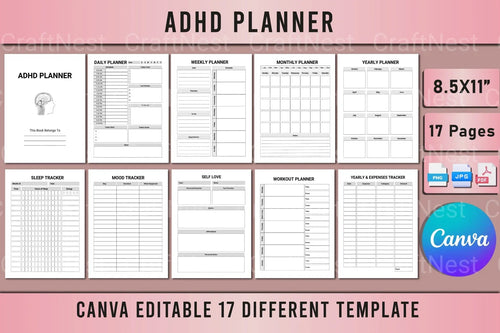 ADHD Planner for Effective Organization printable planner cover with daily planning templates