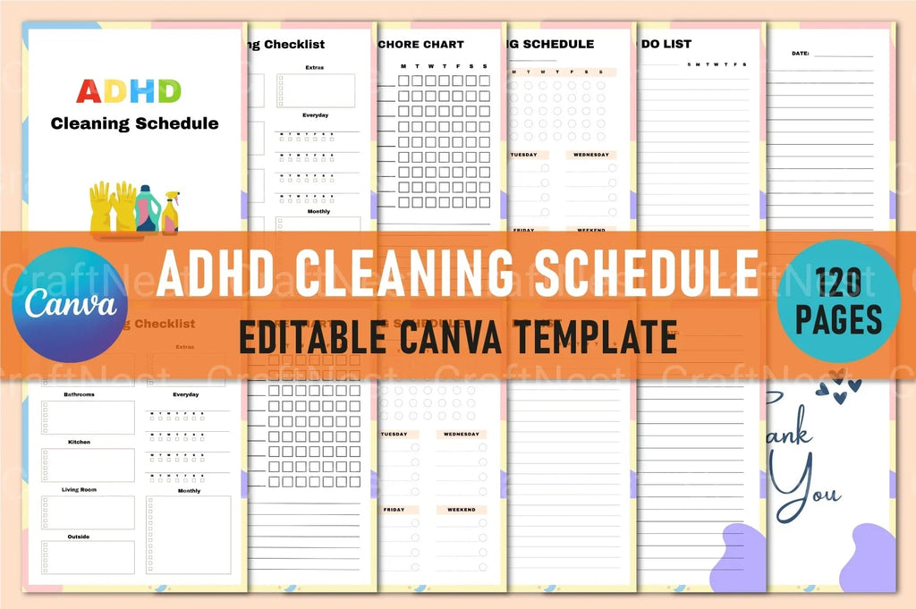ADHD Printable Planner cleaning schedule and home organization cover