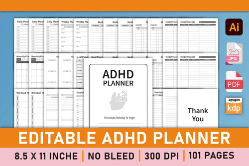 ADHD Planner from 100 Planner complete printable planner bundle cover