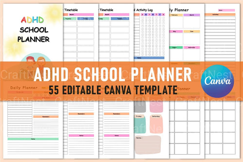 ADHD Printable Planner school planner cover for students