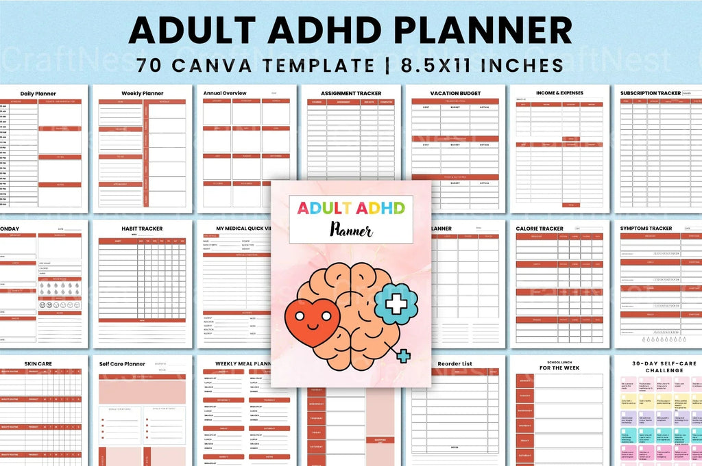 Adult ADHD Planner for Effective Organization printable planner cover for focus, routines, and organization