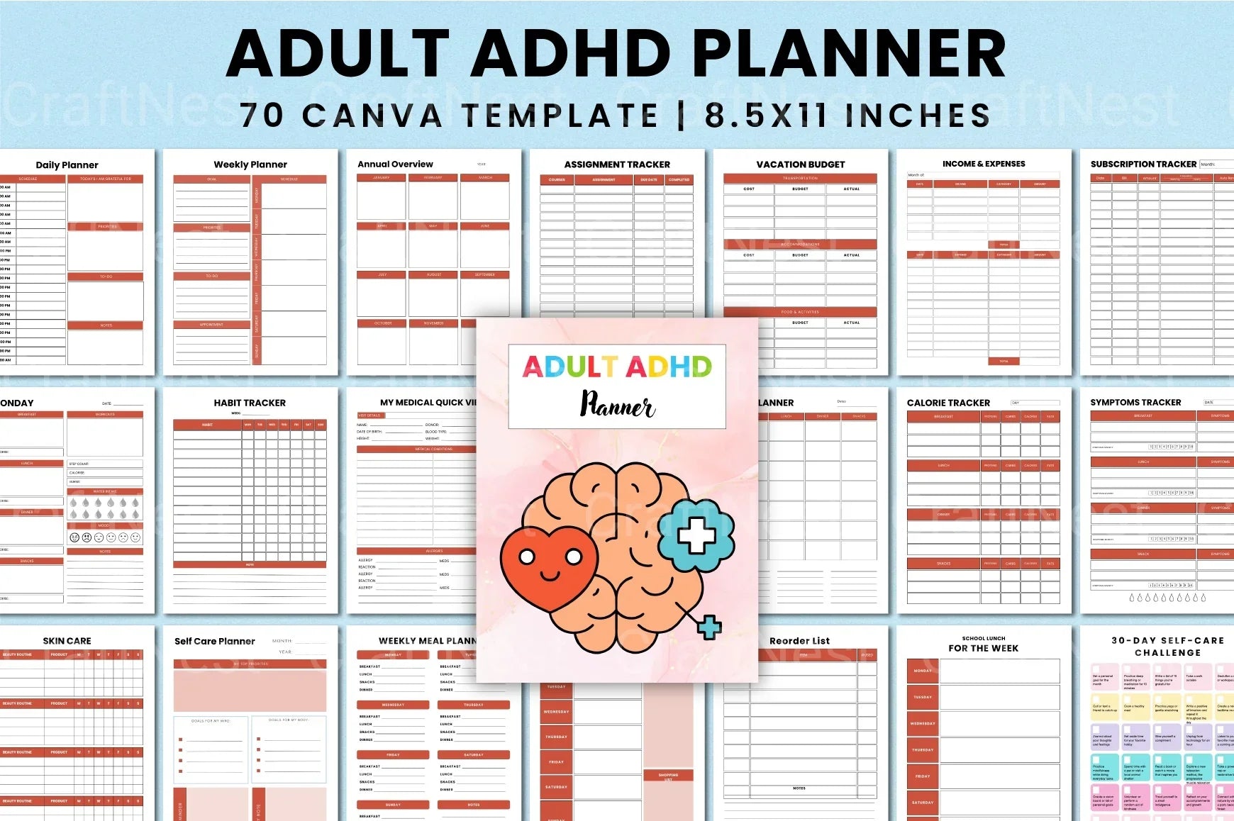 Adult ADHD Planner for Effective Organization printable planner cover for focus, routines, and organization