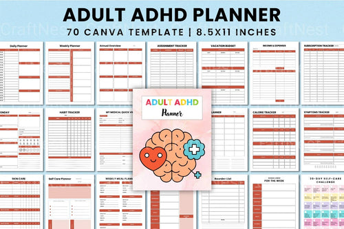 Adult ADHD Planner for Effective Organization printable planner cover for focus, routines, and organization
