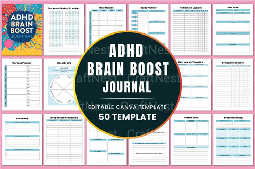 ADHD Printable Planner brain boost dashboard for focus and daily organization