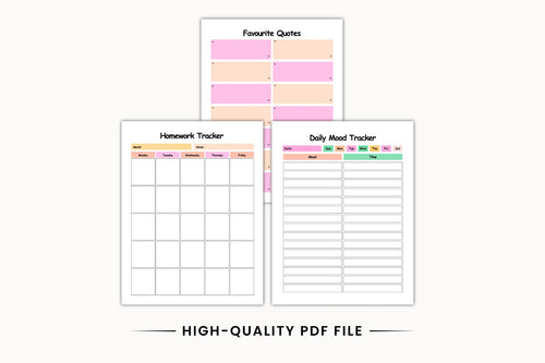 ADHD Student School Planner Worksheets