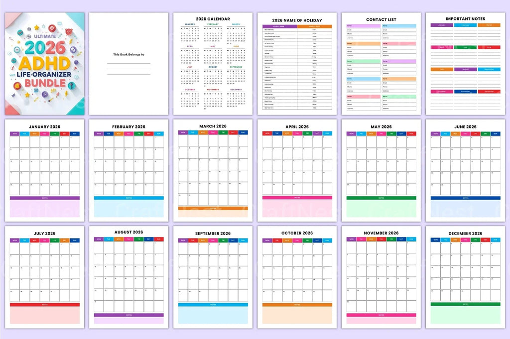 Ultimate ADHD Life Organizer daily planner and productivity worksheets
