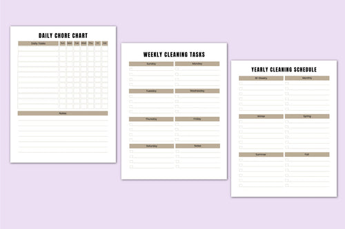 ADHD Home Cleaning Workbook featuring daily cleaning routine worksheets
