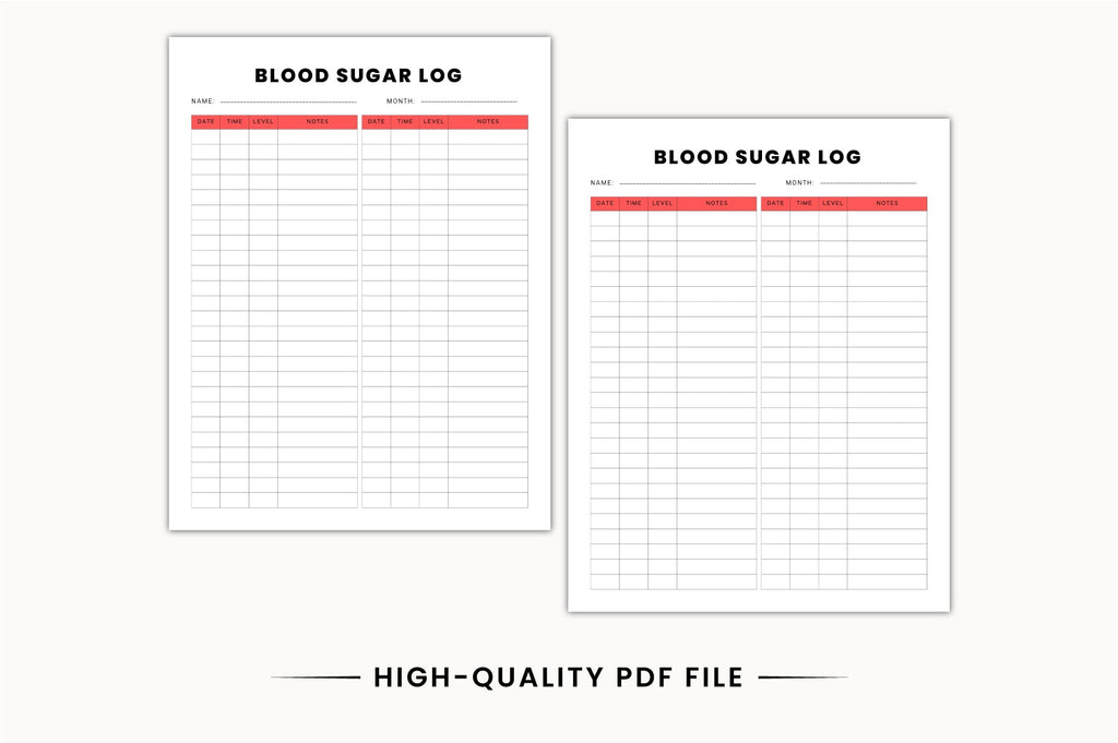 Blood Glucose Tracking Planner