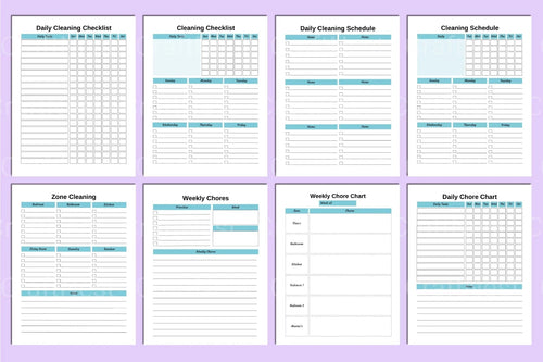 ADHD Printable Planner weekly cleaning checklist pages