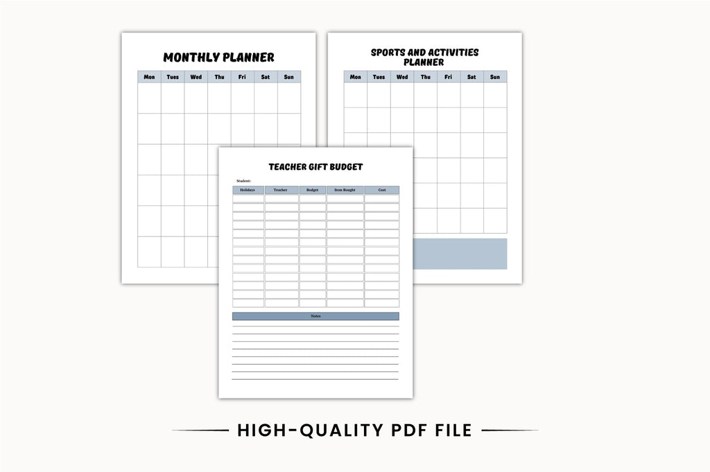 Back to School Academic Planner