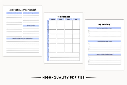ADHD Mind Mental Health Planner anxiety, mood and self-care worksheets