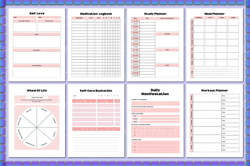 ADHD Mental Health Planner for Improved Focus daily wellness worksheets