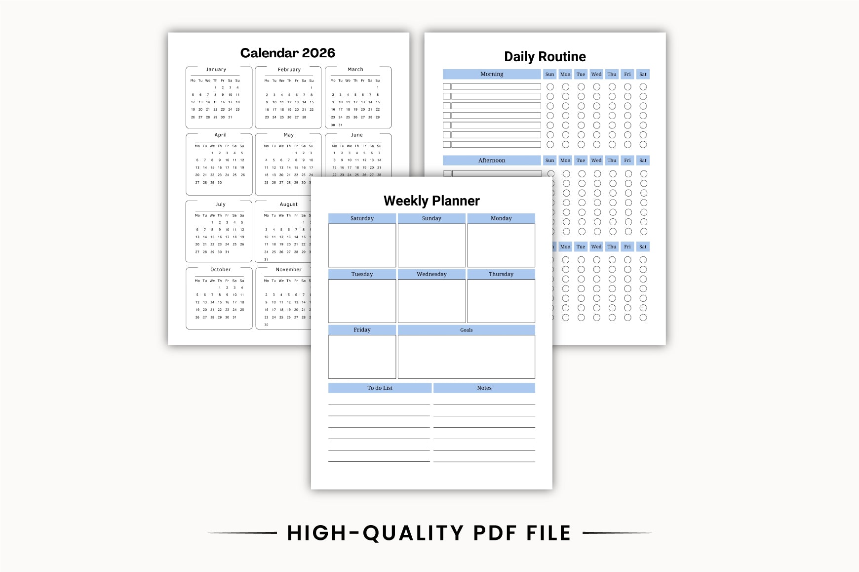 ADHD Organized Life Planner daily planning and organization worksheets