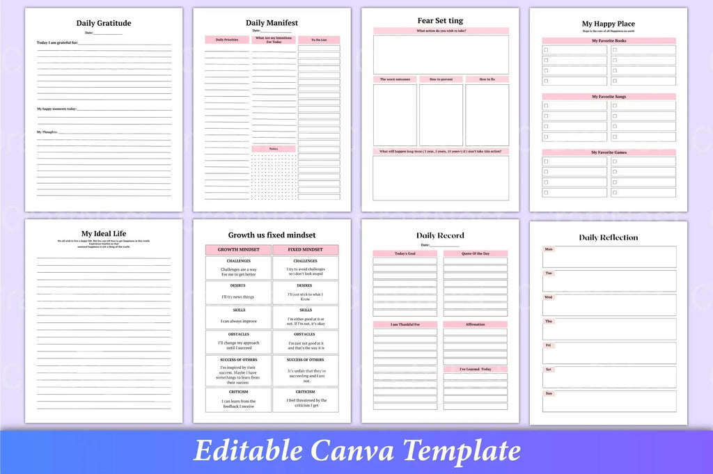 ADHD self-care workbook with mood tracker, routine planner, and mental wellness worksheets