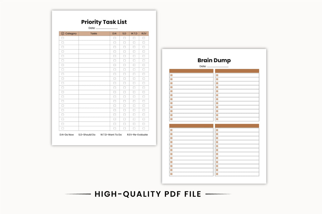 Brain Dump Productivity Planner