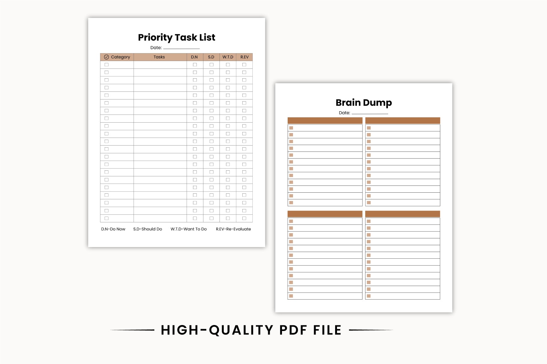 Brain Dump Productivity Planner