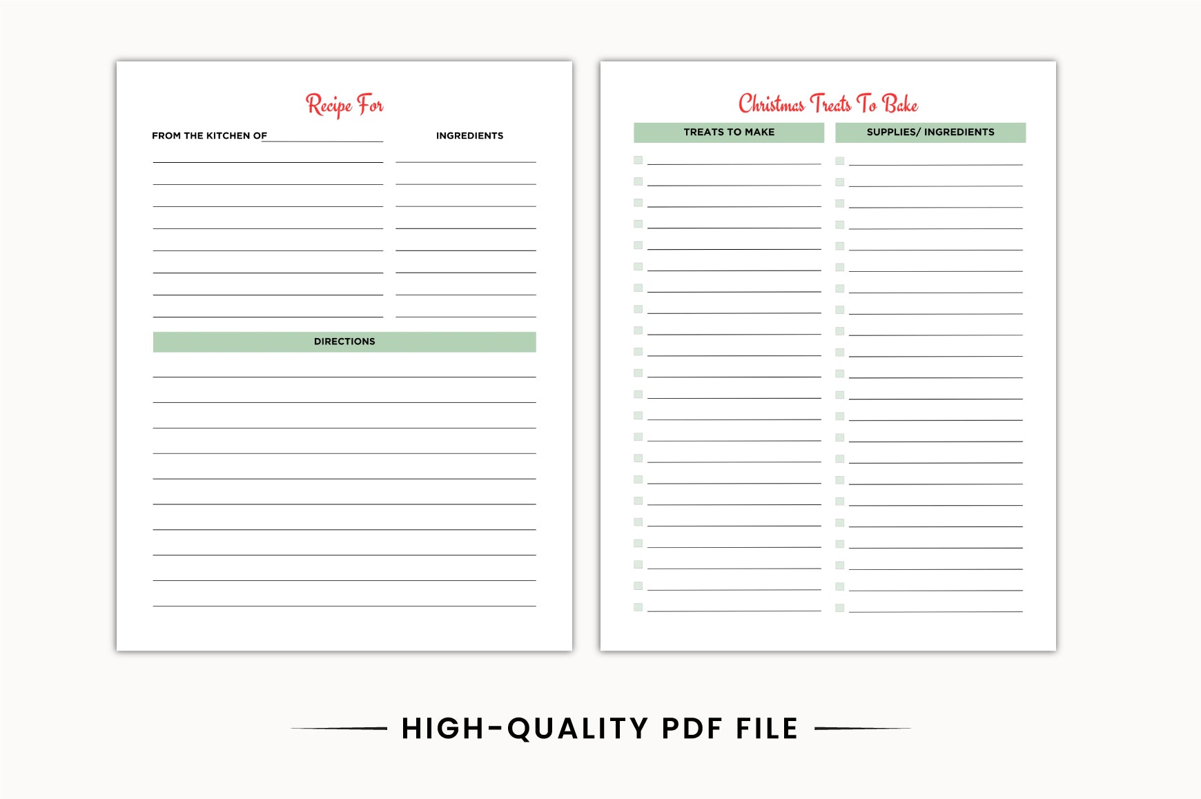 Christmas Holiday Meal Planner