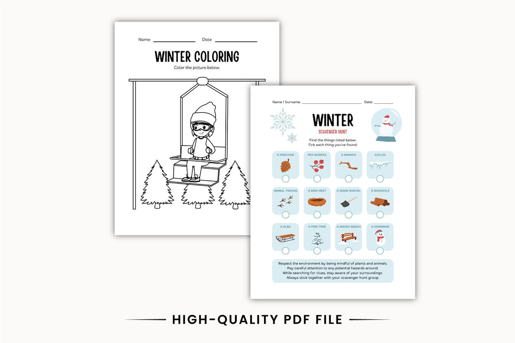 Kindergarten Winter Math Activity Workbook