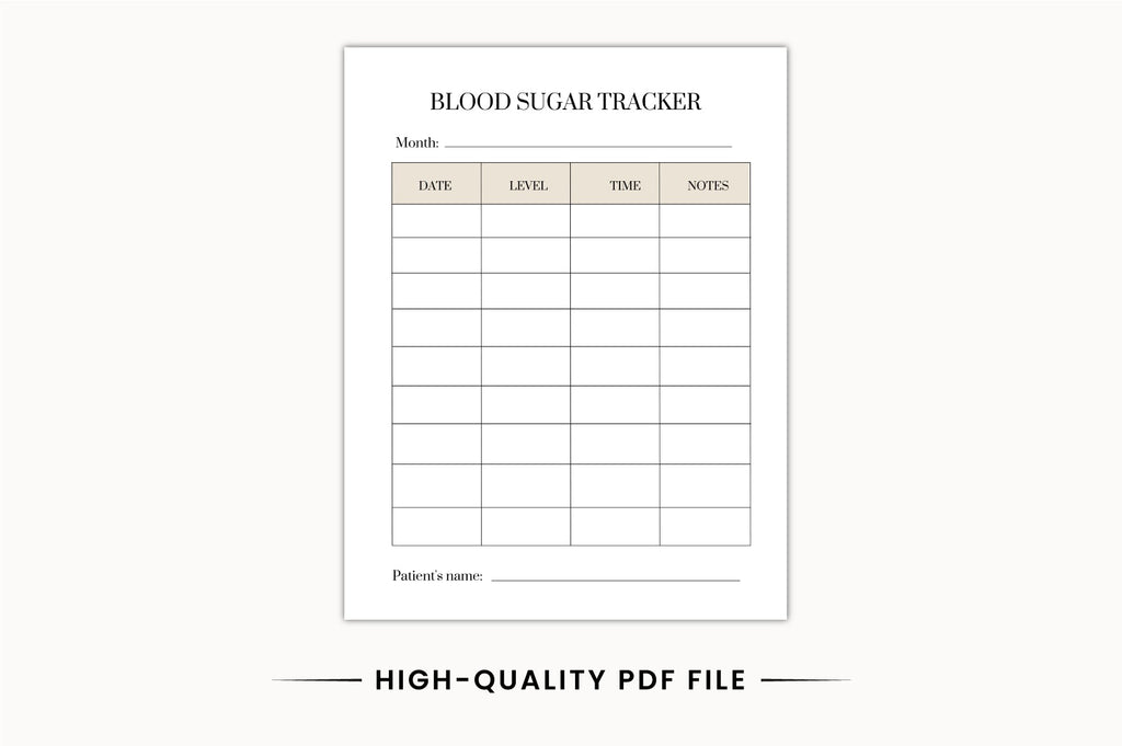 Blood Sugar Glucose Planner