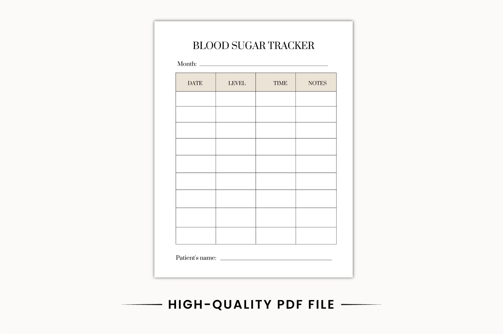 Blood Sugar Glucose Planner
