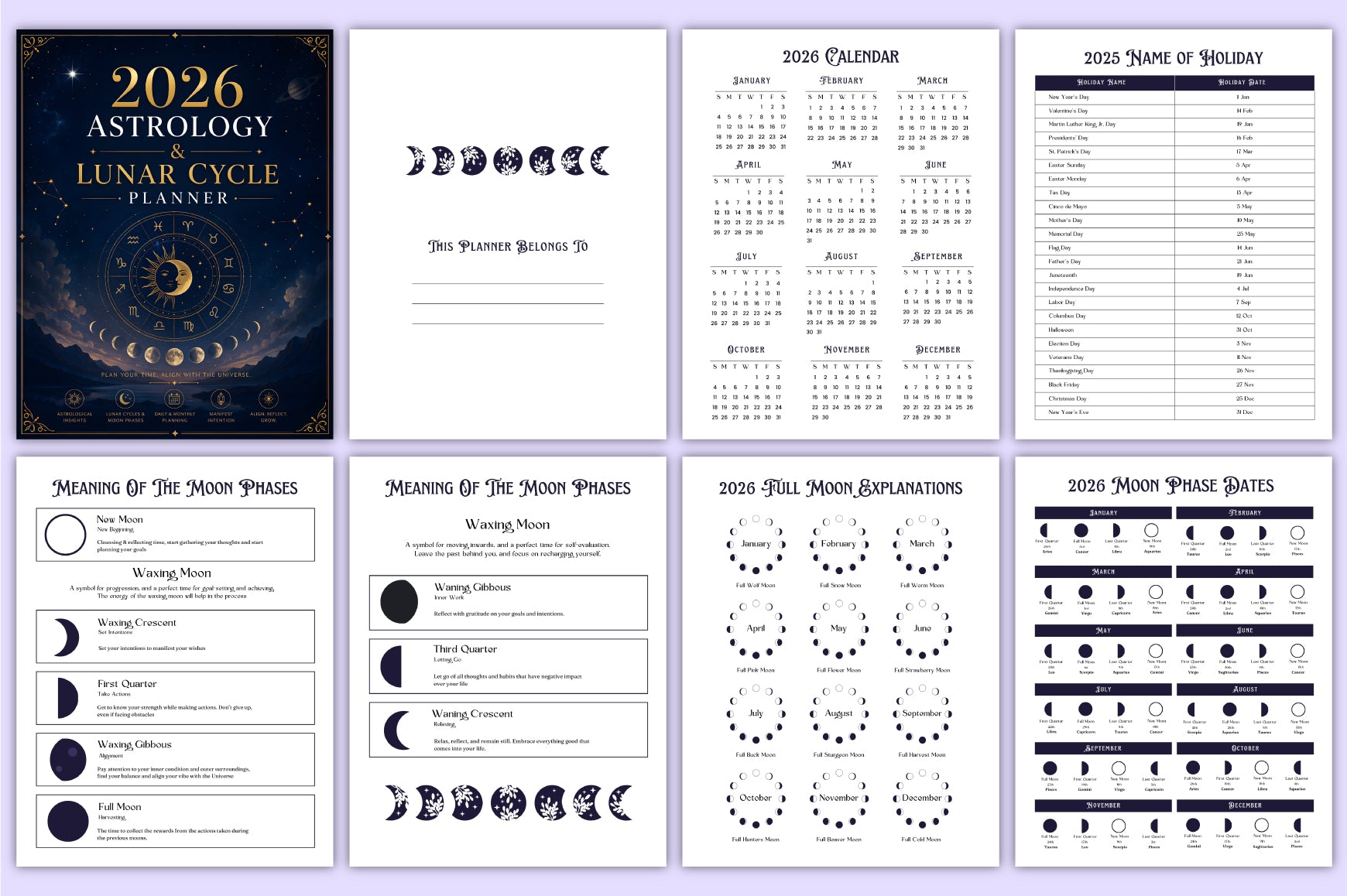 Astrology Lunar Cycle Planner