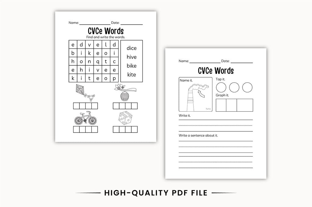 Kindergarten Long Vowel CVCe Workbook