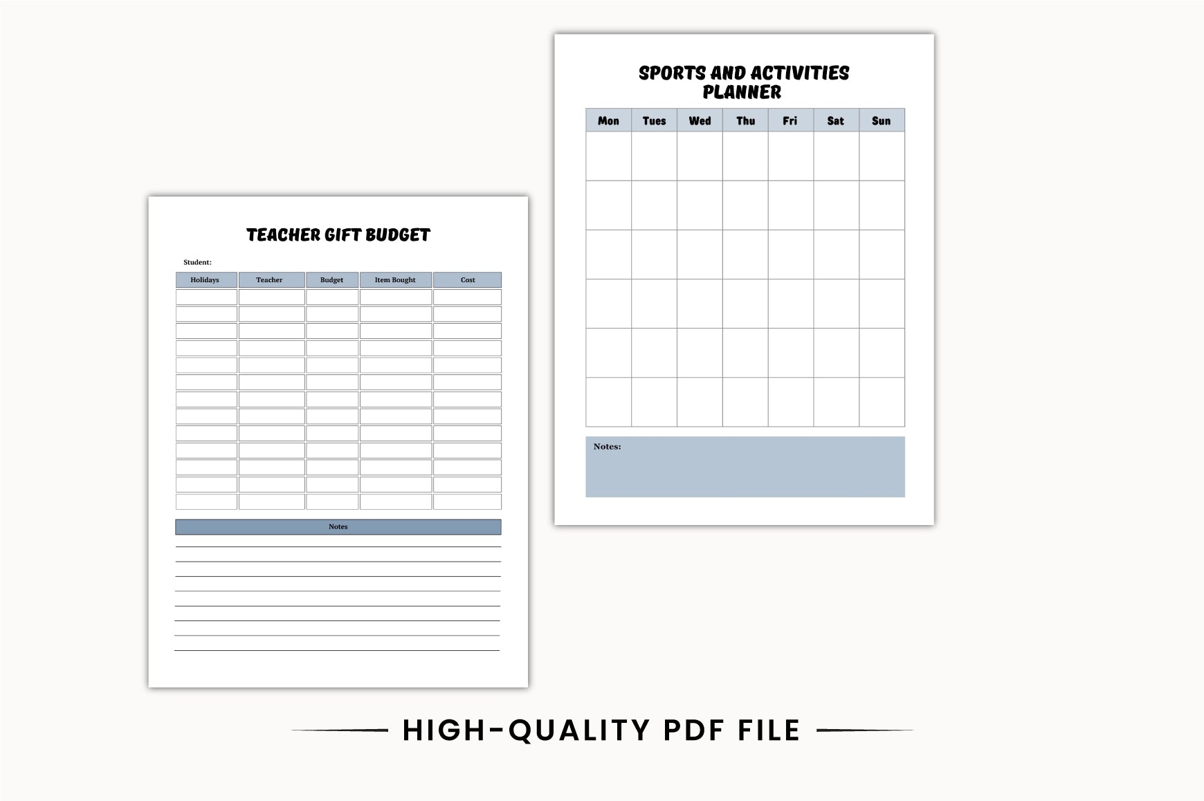 Back to School Academic Planner