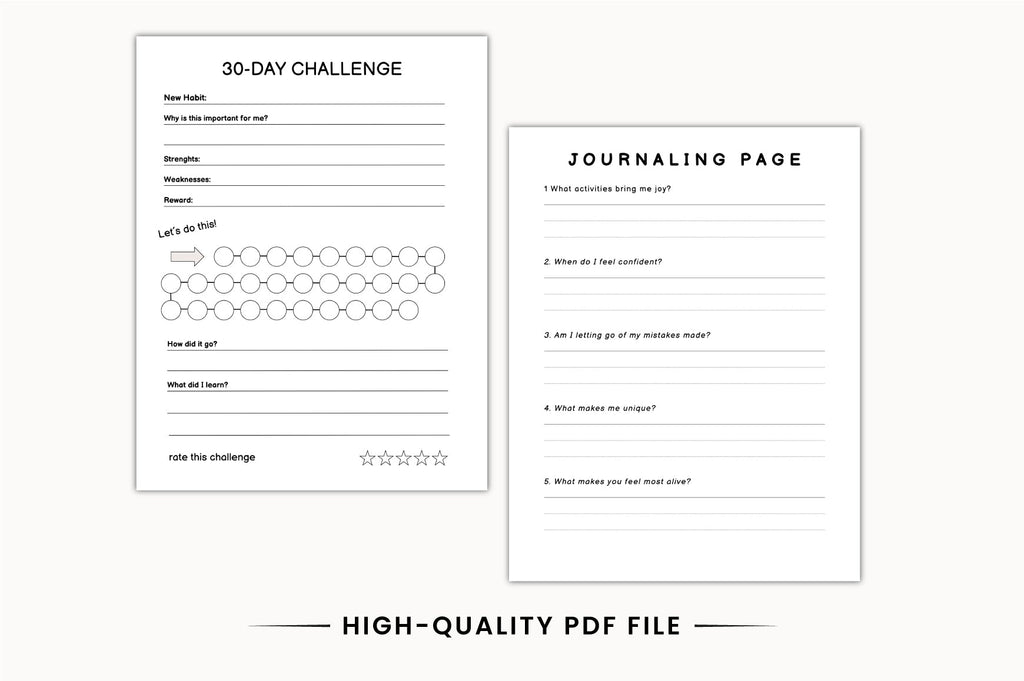 Day Self-Care Wellness Challenge Planner