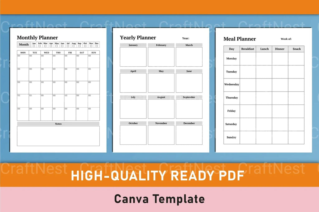 ADHD Printable Planner clean template page for task tracking and focus