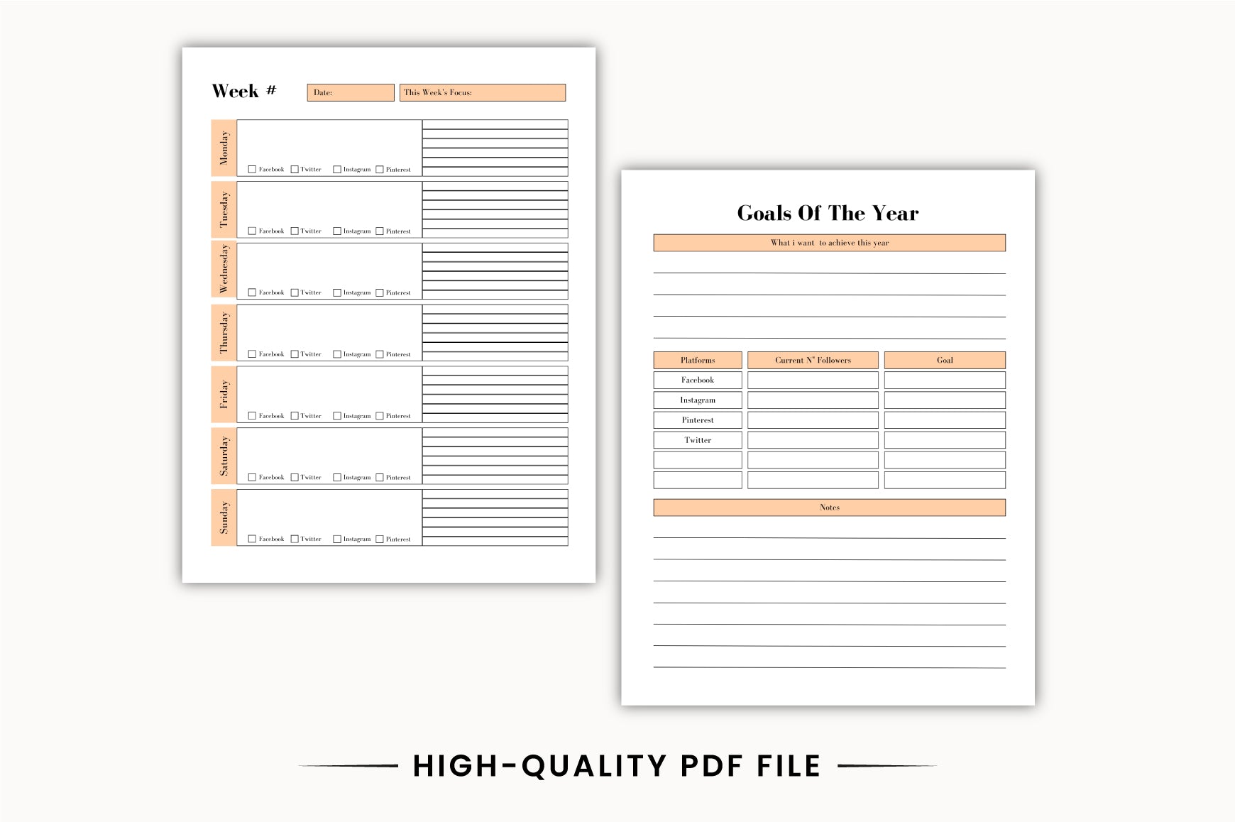 Week Social Media Content Planner