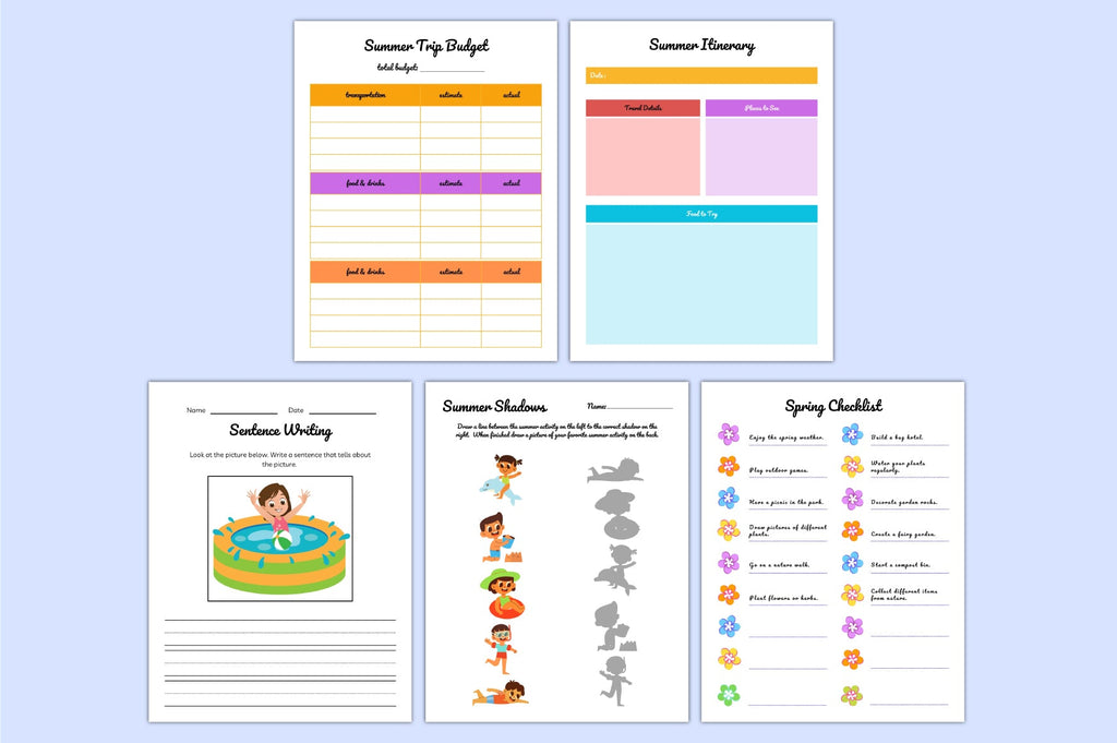 Summer Vacation For Kids Planner